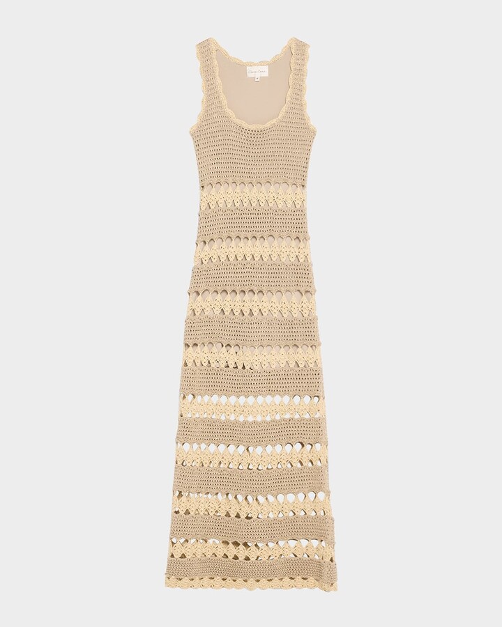 Cara Cara Joan Metallic Crochet Sleeveless Midi Sheath Dress