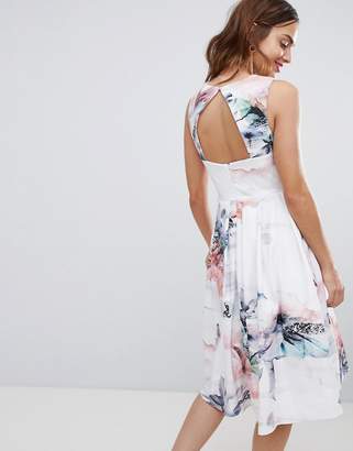 Little Mistress Fit & Flare Midi Dress With Open Back