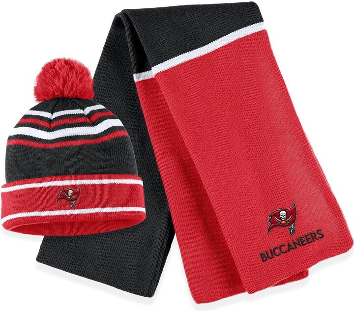 Women's Wear by Erin Andrews Red Tampa Bay Buccaneers Colorblock Cuffed Knit Hat with Pom and Scarf Set