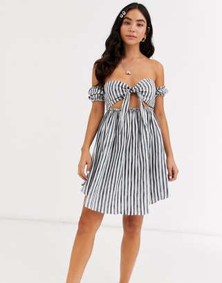 Glamorous Exclusive tie up beach dress in stripe