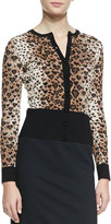 Thumbnail for your product : RED Valentino Long-Sleeve Heart Leopard-Patterned Cardigan, Toffee/Black
