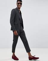 Thumbnail for your product : ASOS Design Skinny Suit Jacket In Black And White Check With Embroidery