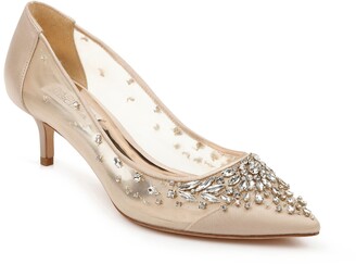 badgley mischka iris kitten heel slingback pump