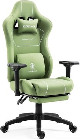 Dowinx Gaming Chair Tech Fabric with Pocket Spring Cushion, Ergonomic Computer Chair with Massage Lumbar Support and Footrest, Comfortable...