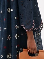 Thumbnail for your product : Vita Kin Jacqueline Broderie-anglaise Linen Midi Dress - Navy Multi