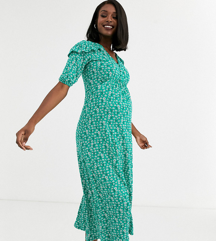 asos green ditsy dress