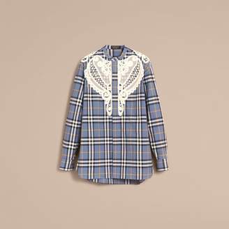 Burberry Lace AppliquÃ© Check Cotton Shirt