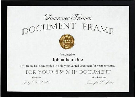 Lawrence Frames 8.5" x 11" Black Wood Certificate Frame (755581)