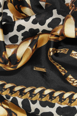 Marc Jacobs Printed Silk-twill Scarf - Black