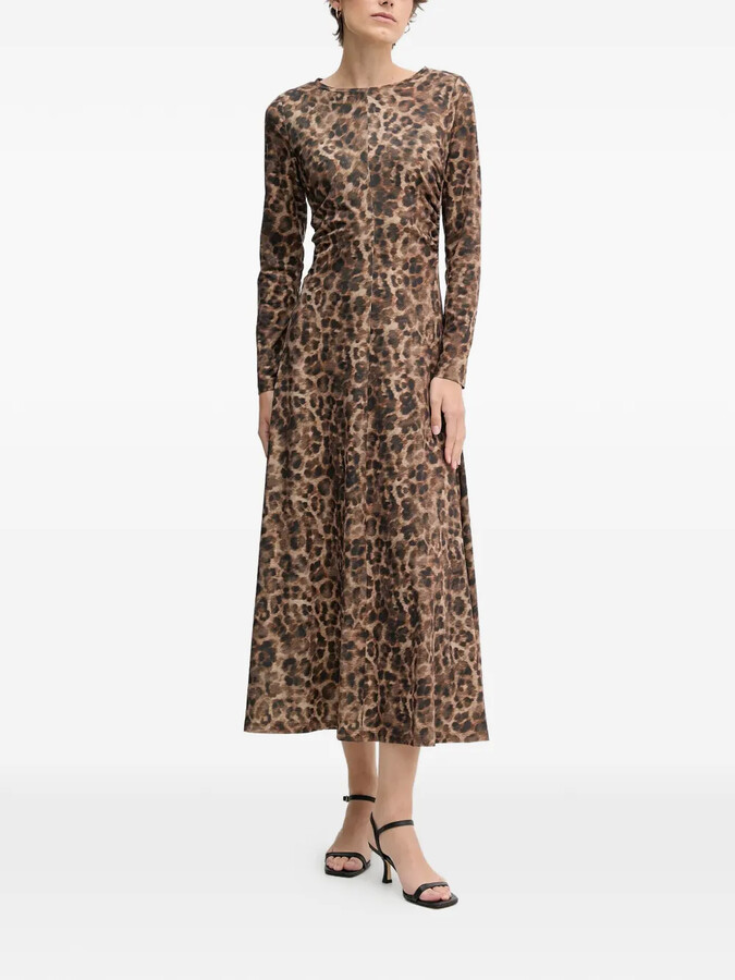 Oui Animal-Print Midi Dress