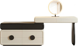 47.24"Modern Black and Cream Extendable Vanity and Storage Cabinet With Mirror
