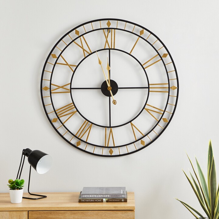 Dunelm Brass Skeleton 80cm Wall Clock Gold Gold/Black ShopStyle