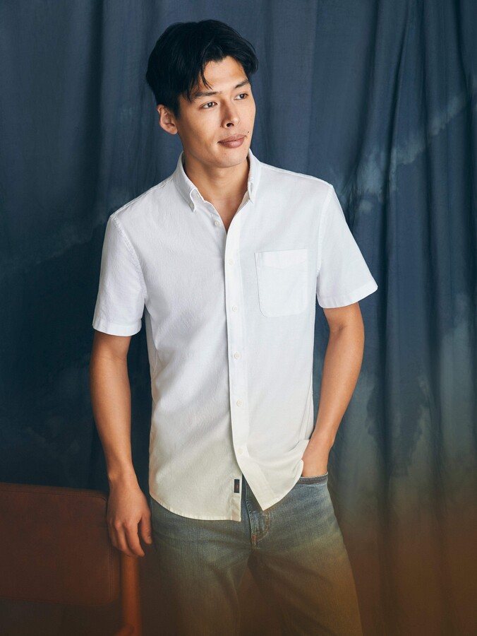 Faherty Short-Sleeve Supima Oxford Shirt