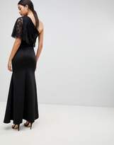 Thumbnail for your product : Club L One Shoulder Lace Cape Overlay Detailed Maxi Dress