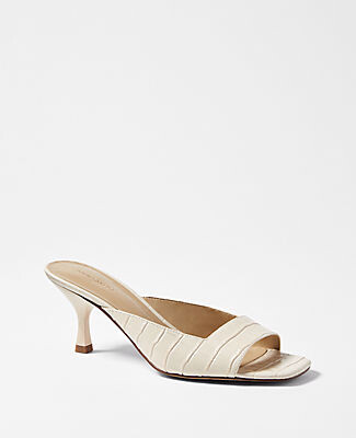 Ann Taylor Embossed Leather Square Toe Sandals