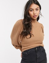 Thumbnail for your product : ASOS DESIGN petite chunky rib jumper with volume sleeve