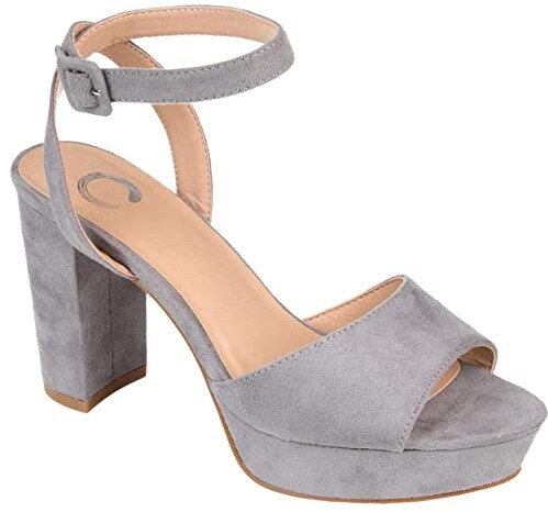 grey platform pumps