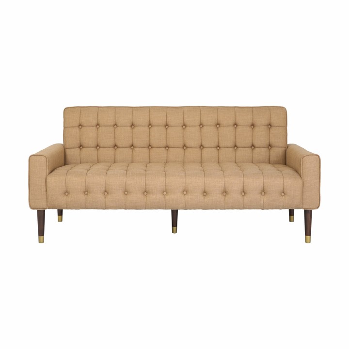 Great Deal Furniture Adan Tufted Velvet Sofa with Gold Tipped Tapered