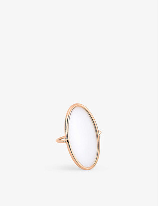 THE ALKEMISTRY Ginette NY Ellipse 18ct rose-gold and oval white agate ring  - ShopStyle