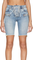 Thumbnail for your product : Unravel Blue Denim Lace-Up Cyclist Shorts