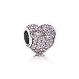 Thumbnail for your product : Pandora Heart pave pink cubic zirconia silver charm