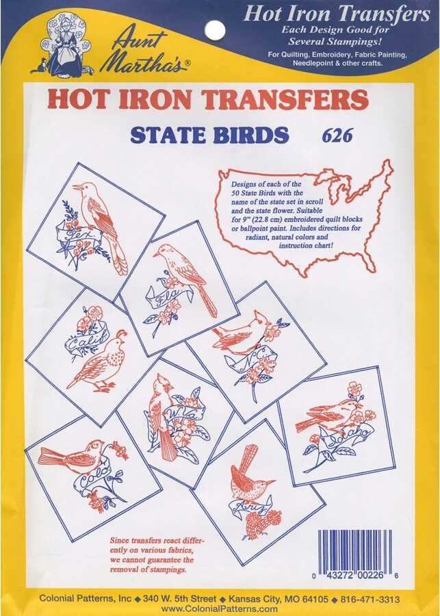 Aunt Martha's IronOn Transfer Collection50 State Birds ShopStyle