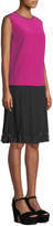 Thumbnail for your product : Marc Jacobs Jewel-Neck Sleeveless Pleated Mixed-Media Silk Dress w/ Lace Hem