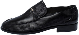 Moreschi Black Leather Wide Loafers Size 41