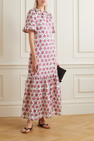 Thumbnail for your product : SEREN Cece Ruffled Floral-print Silk-twill Maxi Dress - Pink