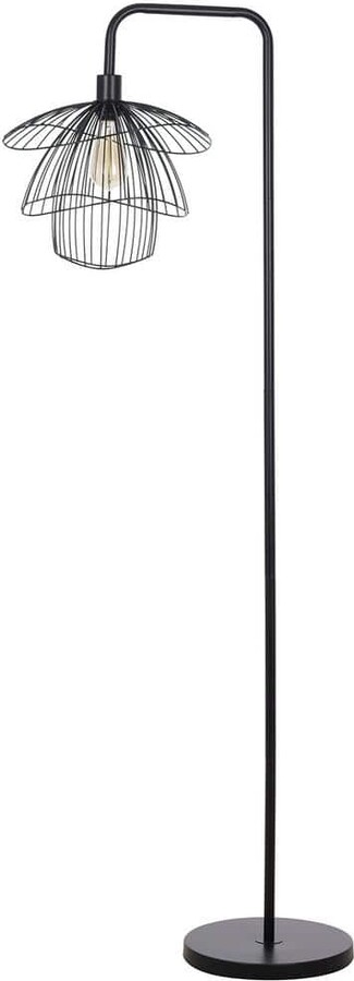 Orchid 65 in. Black 1-Light Standard Floor Lamp with Metal Dome Shade