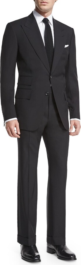 Tom Ford Windsor Base Peak-Lapel Two-Piece Suit, Black - ShopStyle