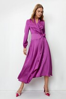Thumbnail for your product : Nasty Gal Womens Long Sleeve Wrap Satin Maxi Dress