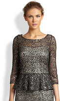 Thumbnail for your product : Kay Unger Sequined Lace Peplum Top