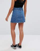 Thumbnail for your product : Brave Soul Poppy Button Through Denim Skirt with Embroidery