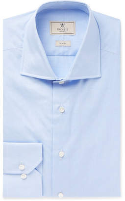 Hackett Mayfair Slim-fit Cutaway-collar Micro-gingham Cotton Shirt - Light blue