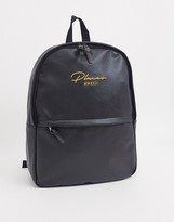 Thumbnail for your product : ASOS DESIGN backpack in black saffiano faux leather and gold branding