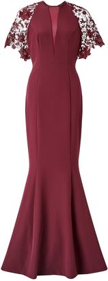 Ariella Nevada Lace Shoulder Peplum Dress
