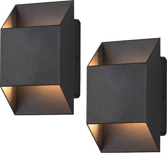 C Cattleya CCattleya8inMatteBlackAluminumLEDOutdoorWallLights(2-Pack)