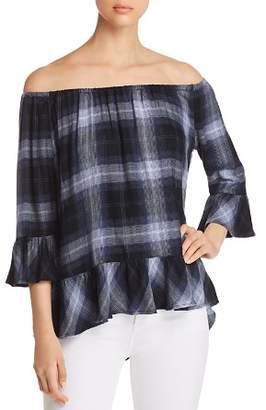 BeachLunchLounge Off-the-Shoulder Plaid Top