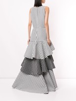 Thumbnail for your product : Tadashi Shoji Sleeveless Tiered Jacquard Dots Gown