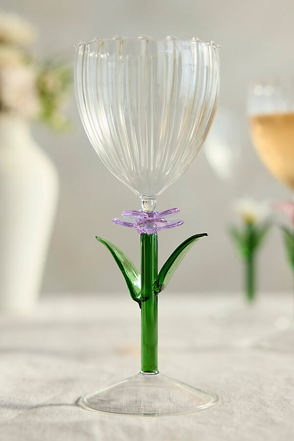 Floral Stem Wine Glass