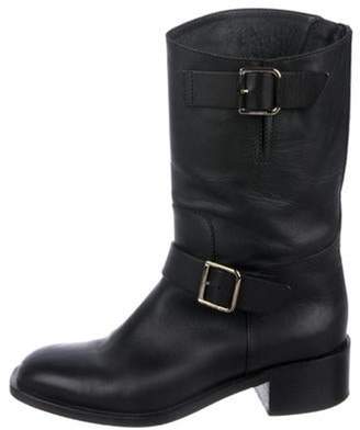 Chanel Leather Round-Toe Mid-Calf Boots Black Leather Round-Toe Mid-Calf Boots