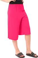Thumbnail for your product : Zeetaq New Women's Plus Size Cropped Plain Elasticated Waist Stretch Ladies Mini Culottes Shorts UK Size 8-26