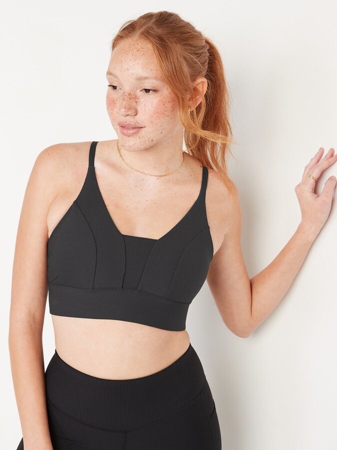 Old Navy Light Support PowerSoft Textured-Rib Sports Bra - ShopStyle