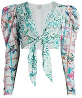 Thumbnail for your product : HEMANT AND NANDITA Floral Tie-Front Top