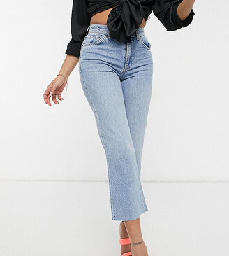 ASOS Petite ASOS DESIGN Petite high rise stretch 'effortless' crop kick  flare jeans in lightwash - ShopStyle