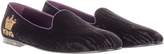 Thumbnail for your product : Dolce & Gabbana Velvet Moire Slippers With Crown Embroidery