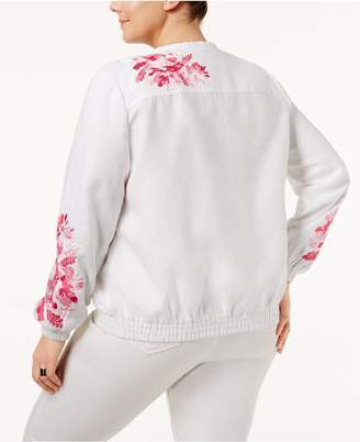 INC International Concepts Plus Size Embroidered Jacket, Created for Macy's