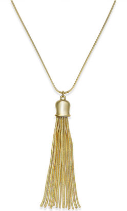 Charter Club Gold-Tone Polished Bell Cap Tassel Necklace