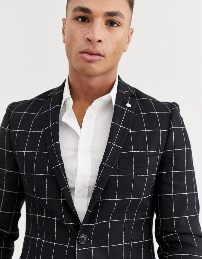 black windowpane blazer